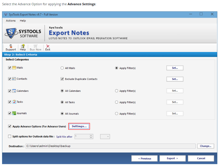 Export Lotus Notes Notes to Outlook Migration